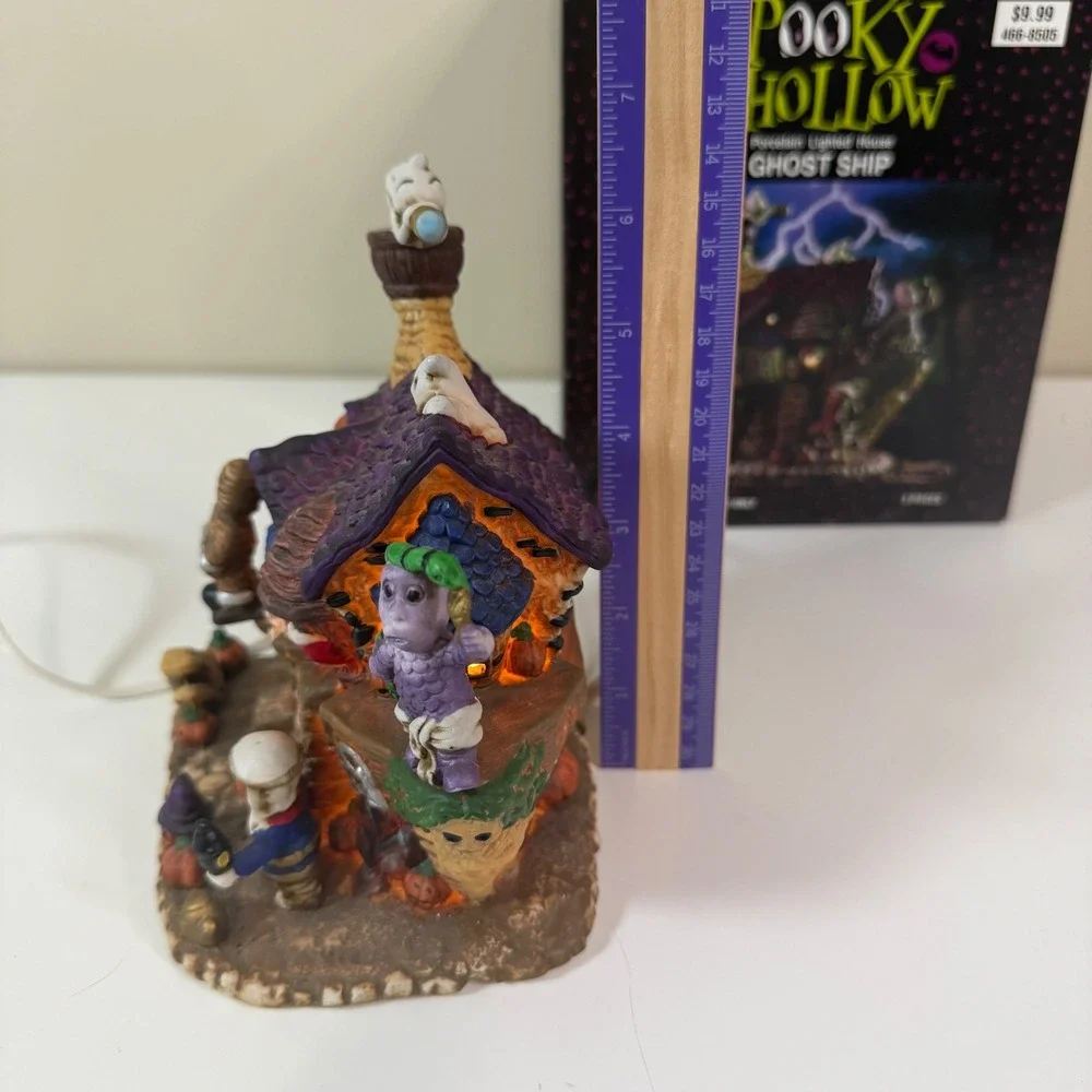 Spooky Hollow Porcelain Lighted Ghost Ship Halloween Village House Collectible